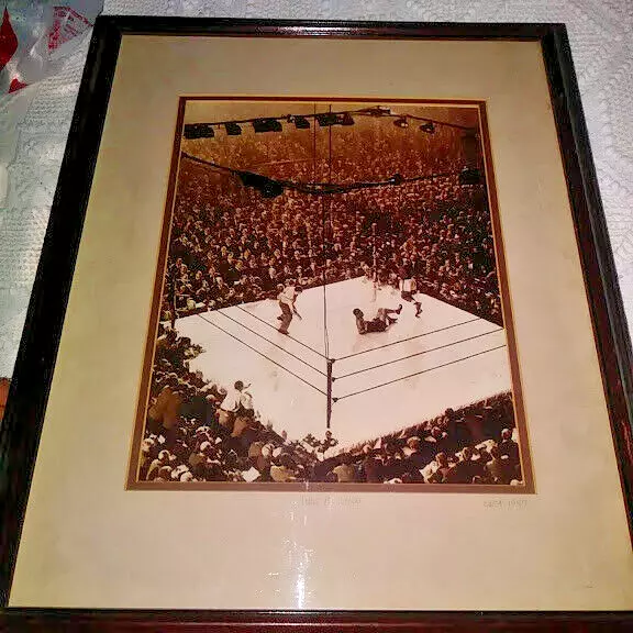 Louis v Walcott Madison Square Garden 1947 Vintage Press Photo Matted Framed COA