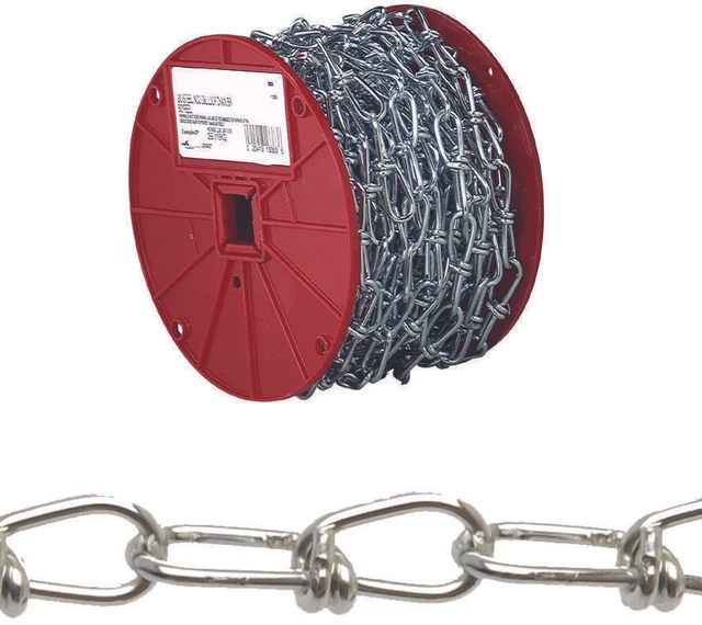 0722027 Loop Chain, #2/0, 155 ft L, 255 lb Working Load, Low Carbon Steel, Zinc