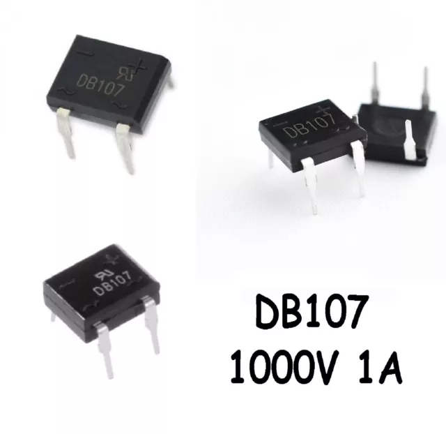 10 Pz. PONTE DI DIODI DB107 RADDRIZZATORE 1000V - 1A 4 pin rettificatore dip-4