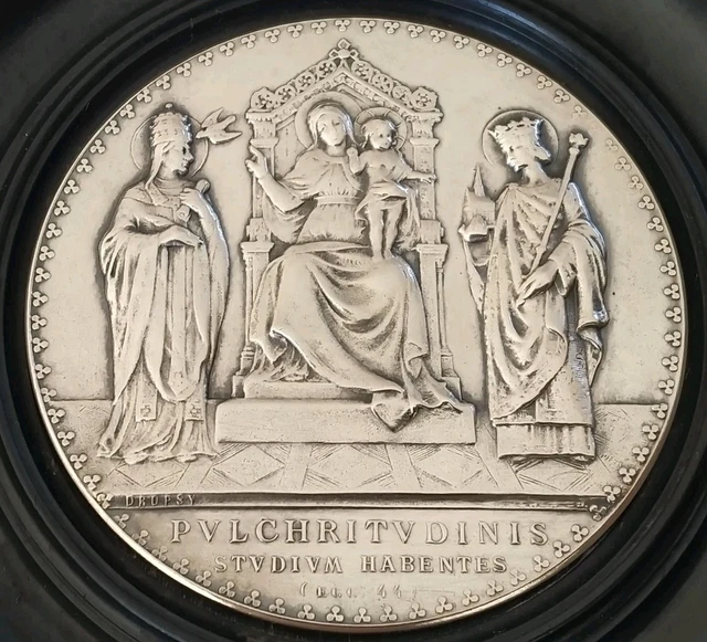 Médaille Ancienne Vierge En Argent 800 Signée Joseph Balme - France - Très Bon état