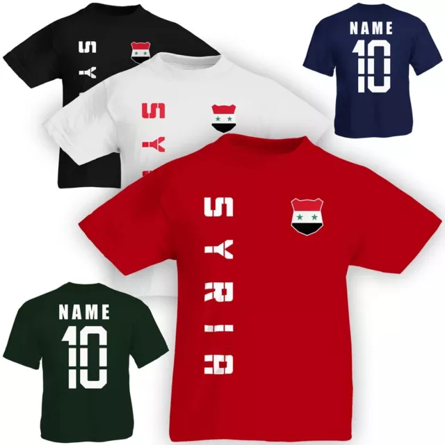 Kinder T-Shirt Trikot Syrien Syria inkl. Name & Nummer S M L XL XXL Fussball Tea