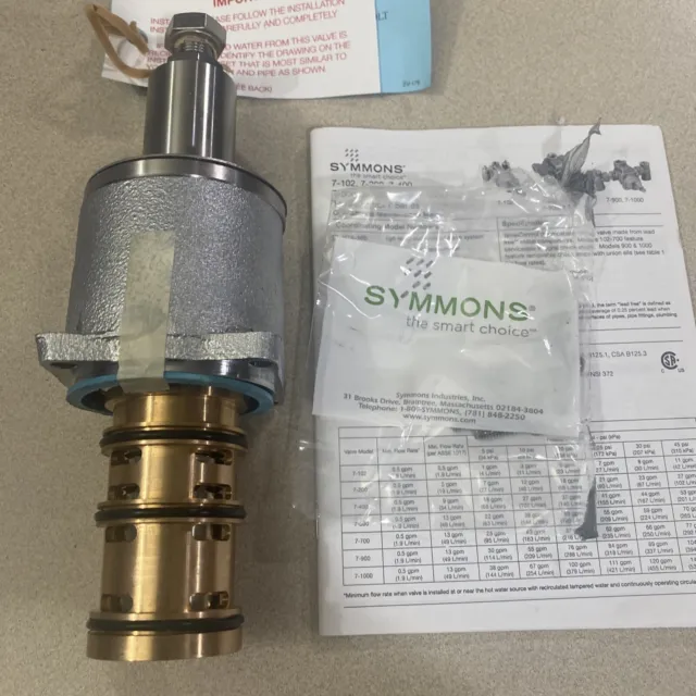NEW! Symmons 7 - 102 NW TempContol Thermostatic Cartridge Unit w Manuals