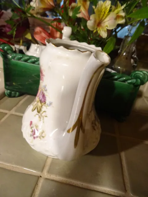 Super Beau Vase  Romantique Porcelaine   Roses Anciennes  Anse Dorures= Ans20/30 3