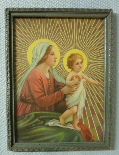 ART DECO SURREAL Mary Mother & Infant Jesus Christ Child Print EUR 16 ...