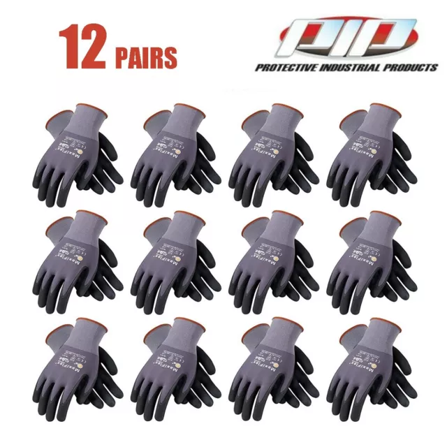 12 Pairs MaxiFlex 34874 Foam Nitrile Palm Coated Gloves(Gray, L)