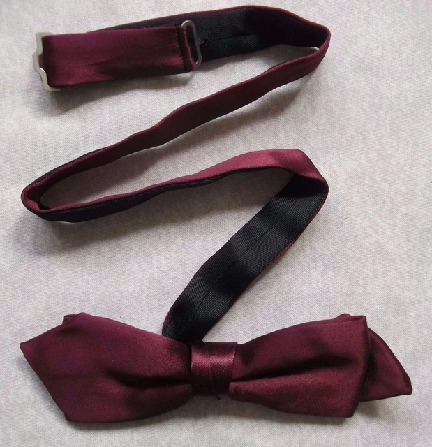 Bow Tie MENS Dickie Bowtie Adjustable SILKY SHINY BURGUNDY Vintage