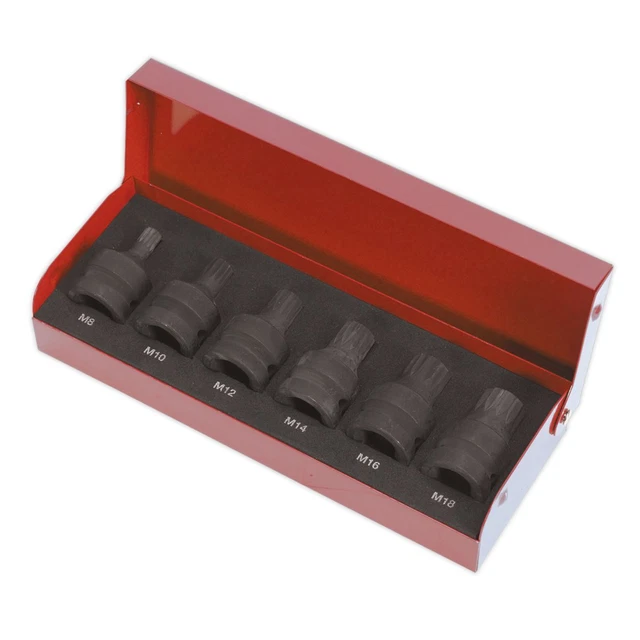 Sealey AK5608 Impact Spline Prise Bit Ensemble 6pc 1.3cmSq Lecteur 3