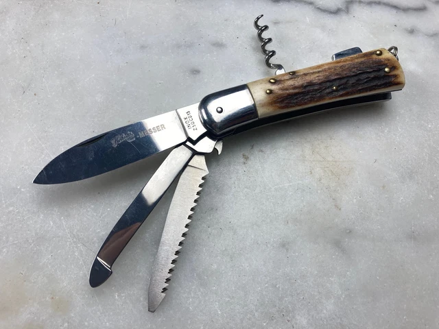 Ancien Couteau Herbertz 4 Outils Bois De Cerf Neuf Vintage Solingen Knife Ancien Couteau Herbertz 4 Outils Bois De Cerf Neuf Vintage Solingen Knife