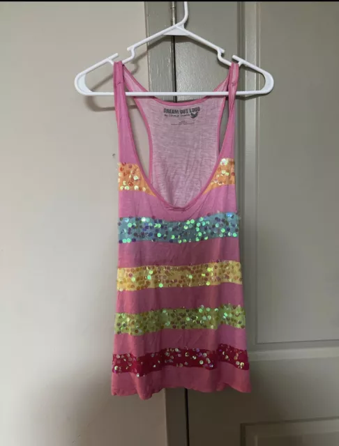 Selena Gomez Sequin and Striped Tank Top Size 2x