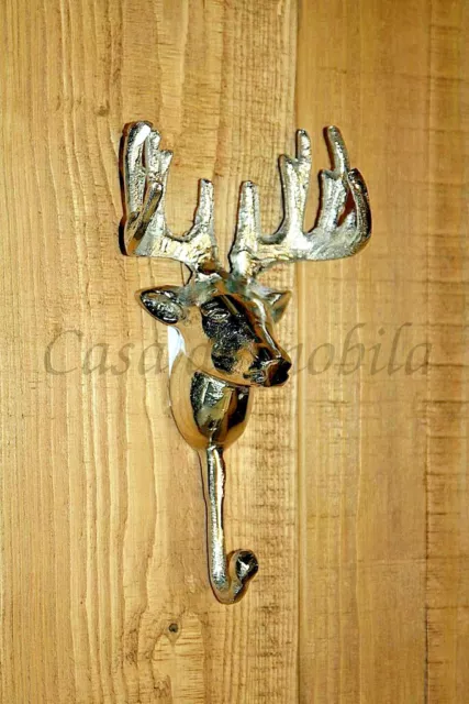 Garderobe Kleider-haken silberfarbe Hirsch geweih Hänge-garderoben Wand-haken