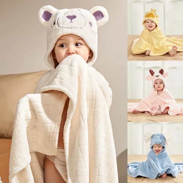 Infant Bath Towel Reusable Keep Warm Cartoon Animal Hooded Infant Bath Towel