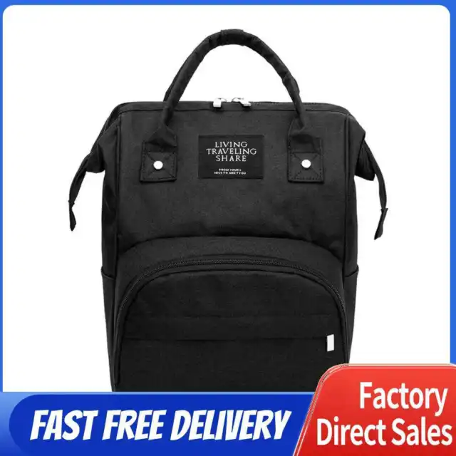 Solid Color Mommy Backpacks Large Maternity Nappy Top-handle Bags (Black)
