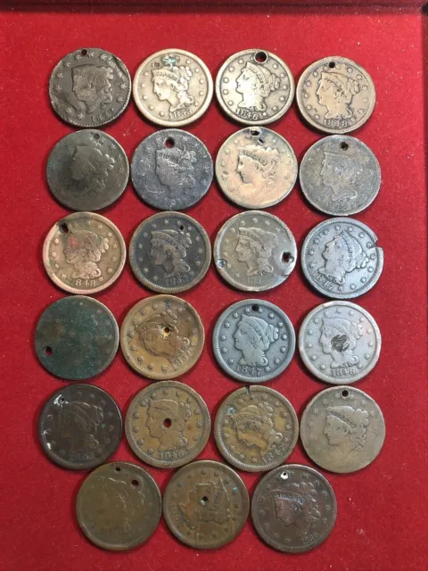 large cent lot 23 Coins All Holed Nice Group Free Shipping