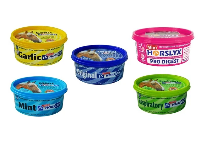 Coffret Cadeau HORSLYX MINI LICKS SELECTION - 6 Boîtes De 650g (Original, Ail, Mobilité, Respiratoire, Pro Digest