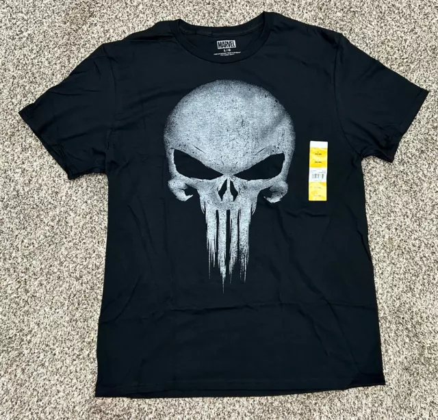 New THE PUNISHER Marvel Men's Graphic T-Shirt Tee Skull Size LARGE