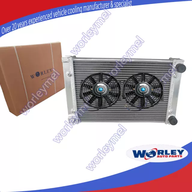 2 row Aluminum Radiator+Fans For VW Golf MK2 MK II 1.6 8V & 1.8 16V 1982-1992 MT