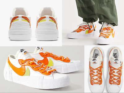 Nike Sacai Blazer Bas Baskets Chaussures Magma Orange Cadavres D'Animaux 37,5