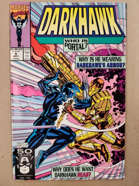 ⭐️ DARKHAWK #5 (direct) (vol 1) (1991 MARVEL Comics) VF/NM Book. J4