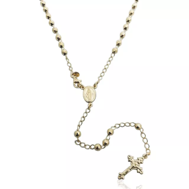 Collana rosario cm 60 con pallina faccettata mm 4 in argento 925 placcato oro