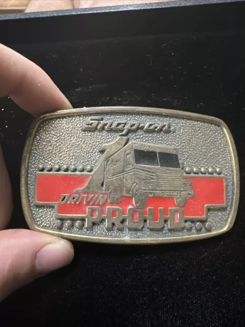 Snap On Drivin Proud #1 Belt Buckle Brass BTS 1989 Limited Edition Truck