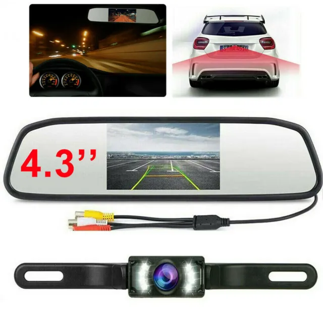 4.3"LCD Display Car Rear View Monitor Reverse Backup Camera Parking Night Vision