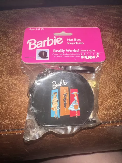 Vintage Barbie Hat Box & Doll Keychain Basic Fun 1999