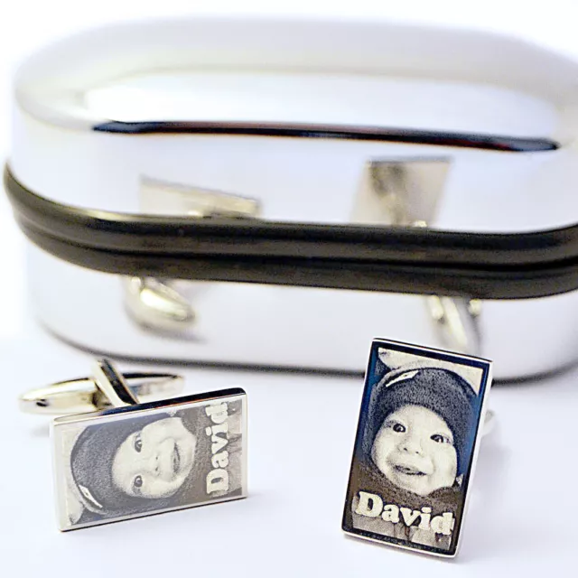 Personalised Cufflinks Photo Engraved Wedding Favour Best Man, Father's gift