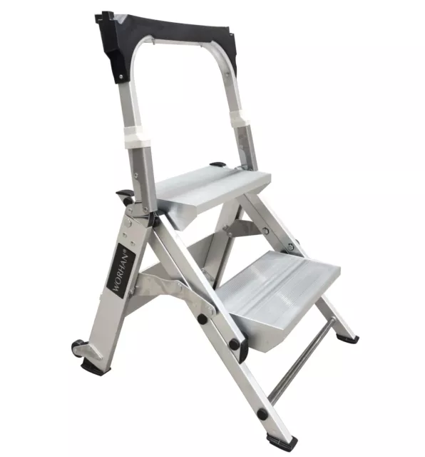 WORHAN® Escabeau Professionnel Pliable Marchepied 2/3/4 Marches Antidérapant