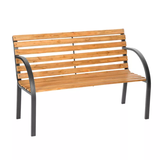 Banc mobilier meuble de jardin parc terrasse en sapin de Chine et métal neuf