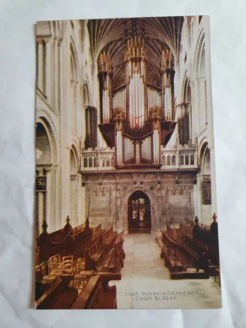 Norwich Cathedral Choir Screen - Photochrom Unposted Postcard