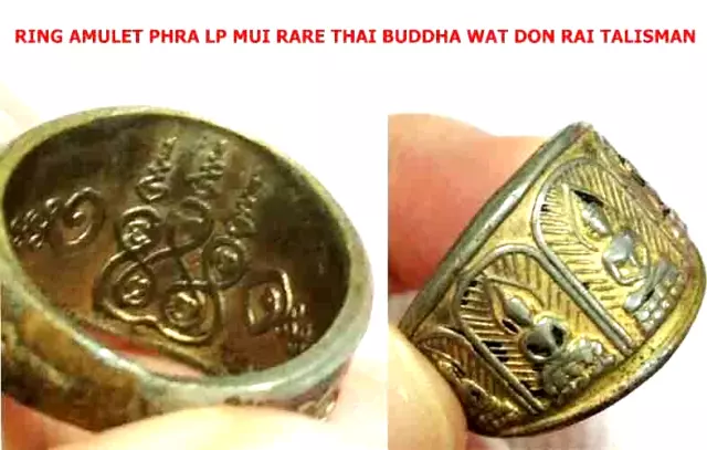 Ring Amulet Phra Lp Mui Rare Old Thai Buddha Magic Ancient Wat Don Rai Talisman