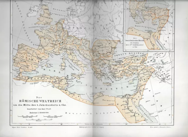 Das Römische Weltreich - Römisches Reich Imperium Romanum - Alte Landkarte 1897