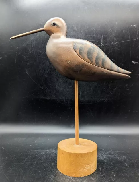 Vintage Hand Carved Wood Wooden Shorebird Sandpiper  12.75"