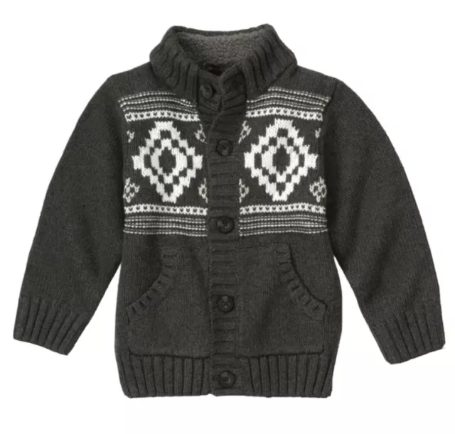 Gymboree Snow Tracks Fair Isle Cardigan Sweater XS 3-4 3 3T 4 4T NWT