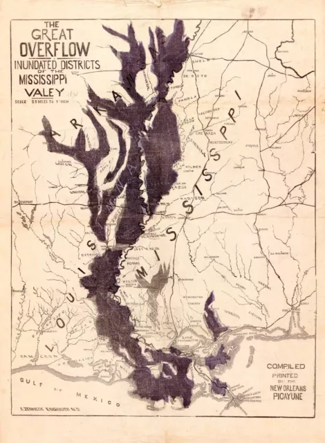 A4 Reprint of Lakes And Rivers Map Mississippi River Valley