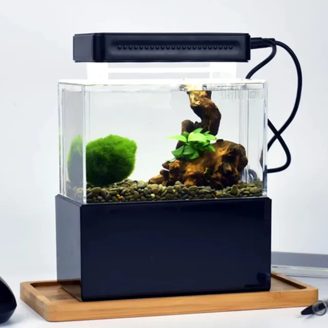 0.78L Home Mini Acrylic Fish Tank Turtle Shrimp Aquarium Tank w/LED Light Decor