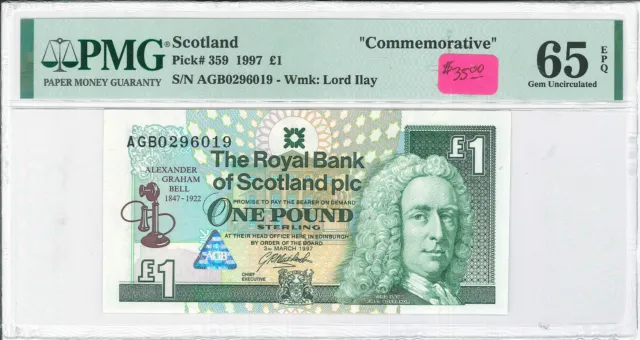 Scotland Commemorative Pick 359 1997 L1 Wmk Lord Ilay PMG 65 (31)