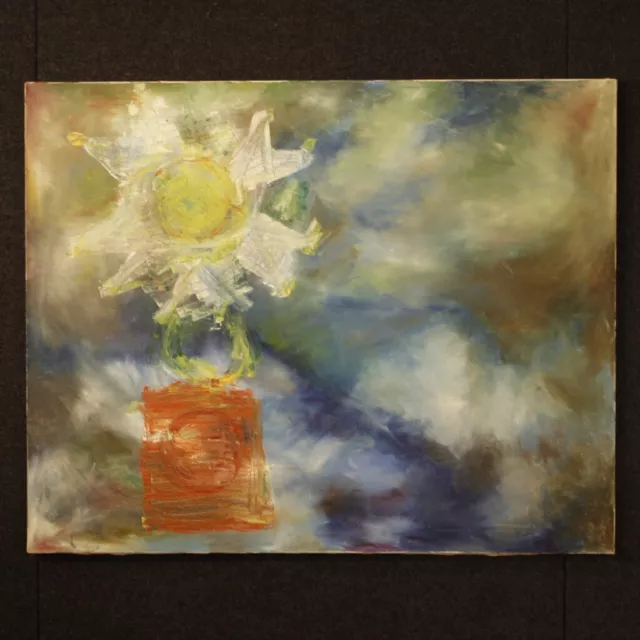 Peinture neérlandaise moderne abstrait technique mixte sur toile cadre tableau