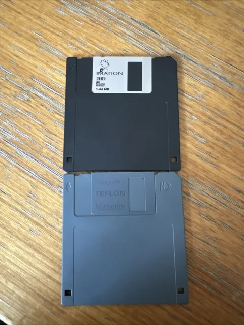 2 x  2HD (1.44 mb) 3.5" Floppy Disks Used - Imation + Verbatim - Free Shipping