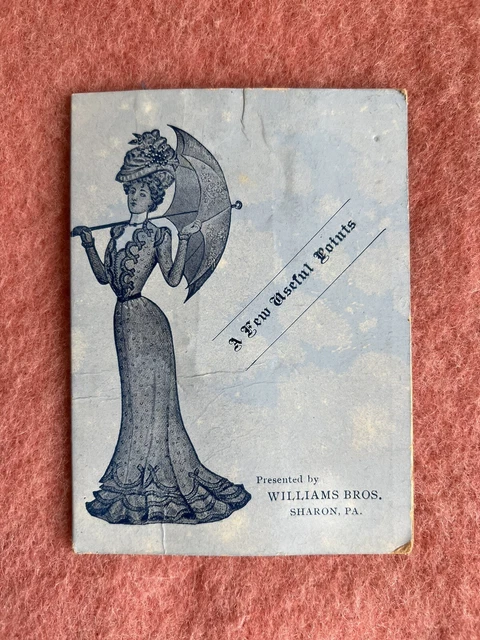 1902 ANTIQUE SEWING NEEDLE ADVERTISING BOOK WILLIAMS BROS SHARON PA w/ CALENDAR