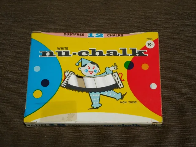 Vintage Advance Crayon & Color Corp White Nu-Chalk  Chalk Sticks In Box