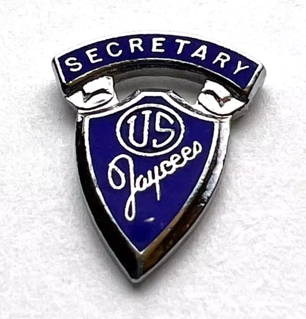 Vintage Pin Us Jaycees Secretary Enamel Tie Tack Club Old Blue Collectible