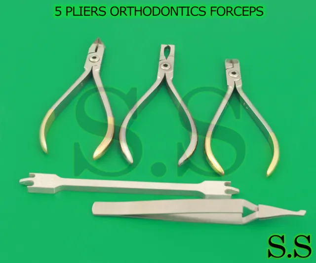 Set Of 5 Pliers Orthodontics Forceps Attacks - Angle Nipper Distal Kit Dn-485