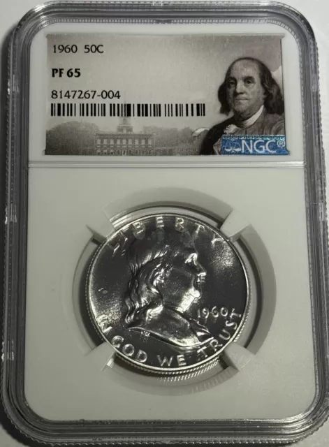 1960 NGC PF65 PROOF BEN FRANKLIN HALF DOLLAR 50c 90% SILVER PORTRAIT LABEL