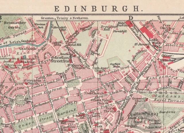 Edinburgh Dùn Èideann 1905 Scotland  Original  Map City plan Great Britain