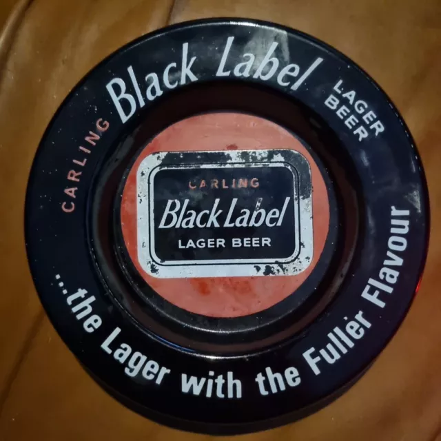 Vintage Carling Black Label Art Glass Ashtray 12cm 1950s