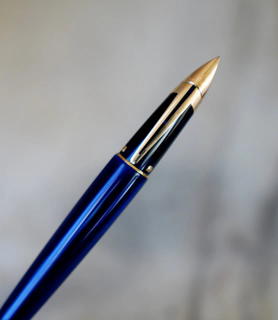 Stylo Bille / Roller Waterman Edson - Résine Bleue Translucide & Plaqué Or 18k - Occasion