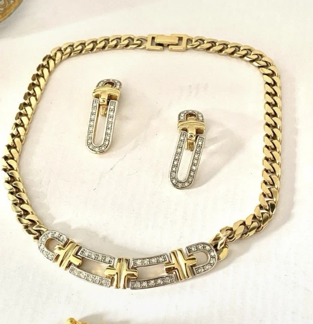 Collier Et Bracelet Vintage Signé IKUO ICHIMORI PARIS - Or Et Grenat, Métal Et Verre
