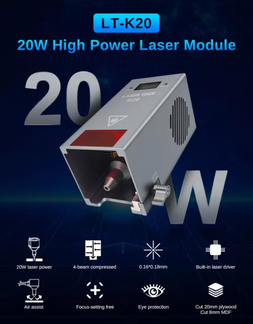 LASER TREE 20W Optical Power Laser Module Kit for Laser Engraver Head Tools 2