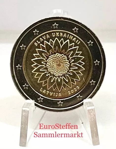 2 Euro Lettland 2023, „Sonnenblume Ukraine", bankfrisch aus Rolle, sofort ! NEU